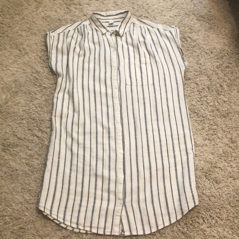 Black striped Linen dress size L